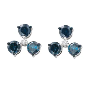 10K White Gold blue diamond 0.85Ct propel studs earrings