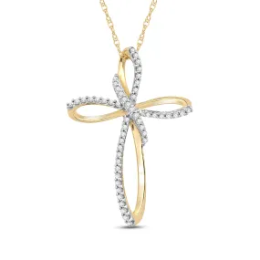 10K Yellow Gold Cross Pendant Necklace with 1/5 CTTW Natural White Diamonds from Jewelili