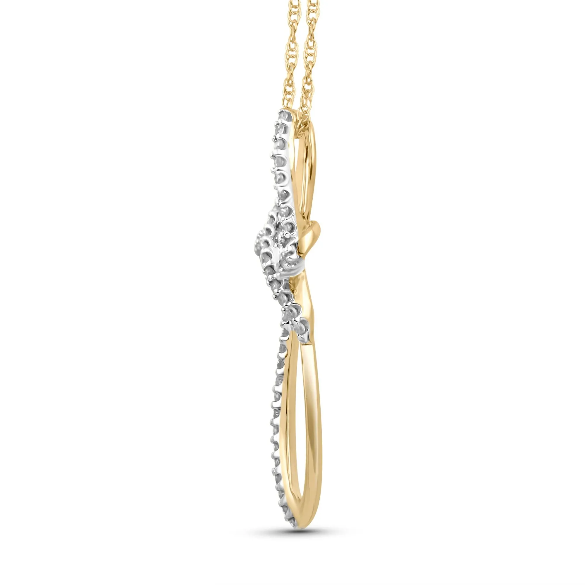 10K Yellow Gold Cross Pendant Necklace with 1/5 CTTW Natural White Diamonds from Jewelili