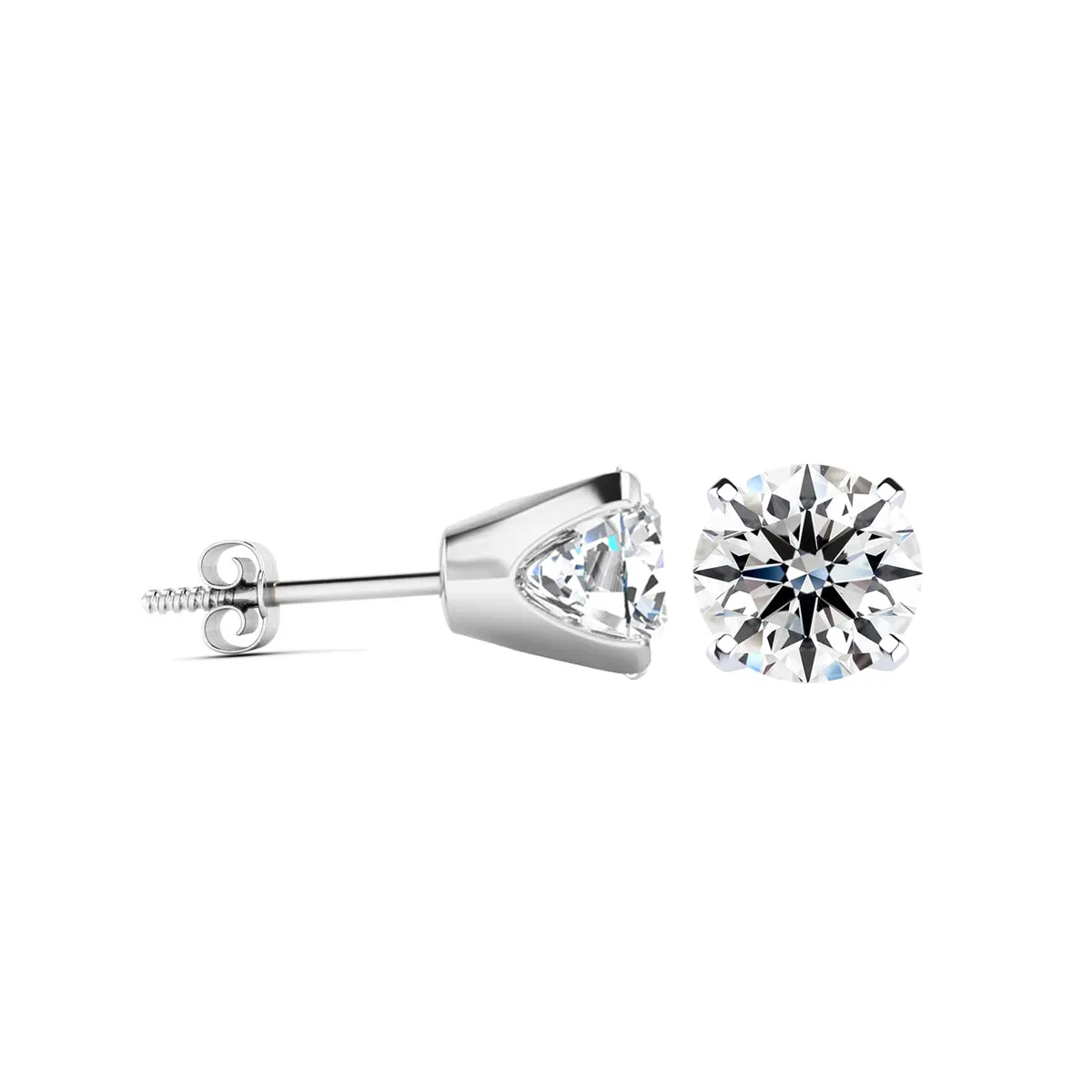 1.25 Carat Lab Grown Diamond Stud Earrings 14K White Gold