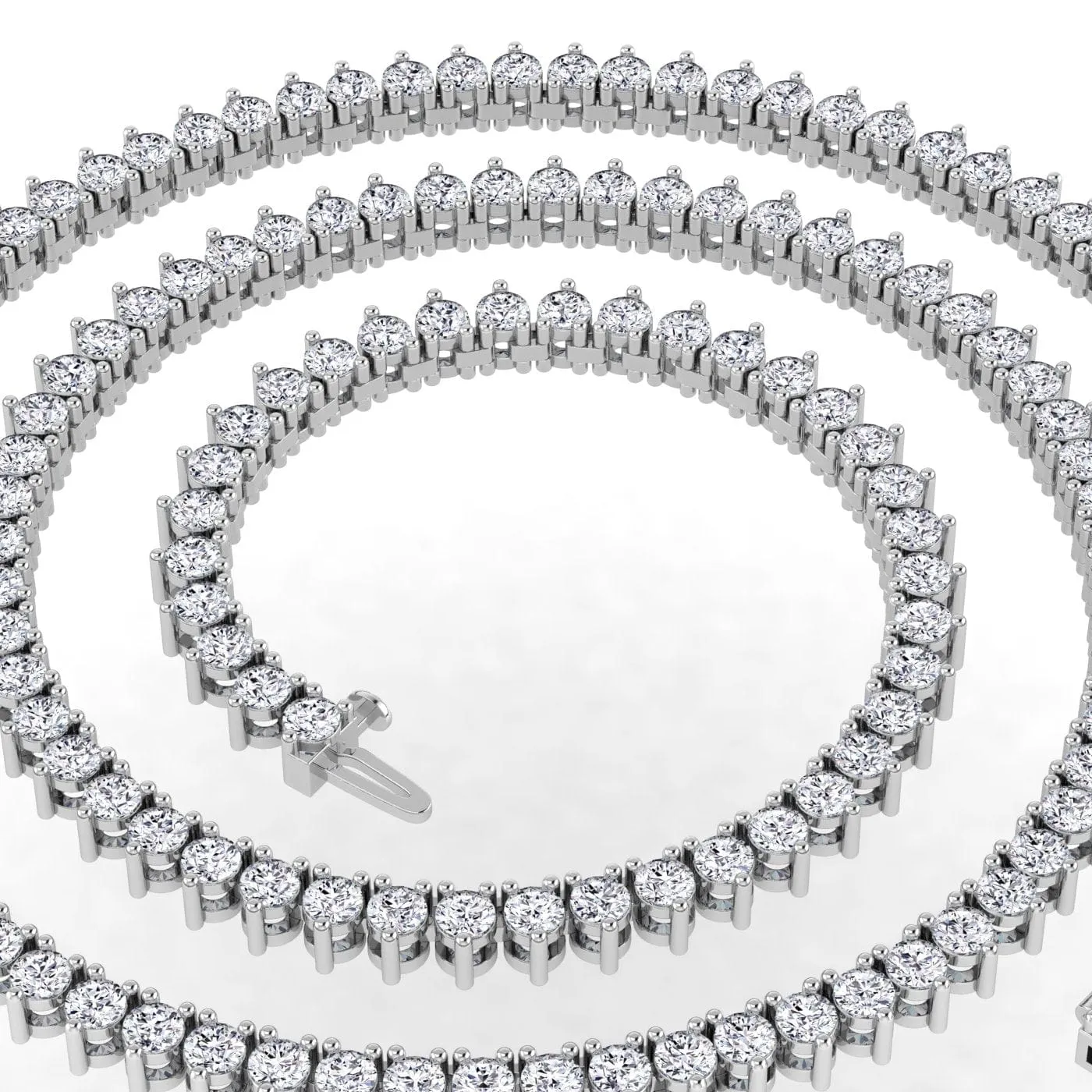 14K & 18K Gold Diamond Tennis Necklace - 3-Prong Setting, Lab Grown, 8-11.5cts