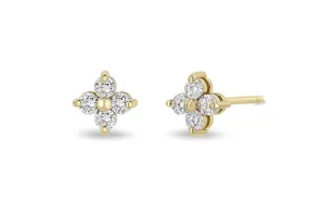 14K diamond quad prong studs