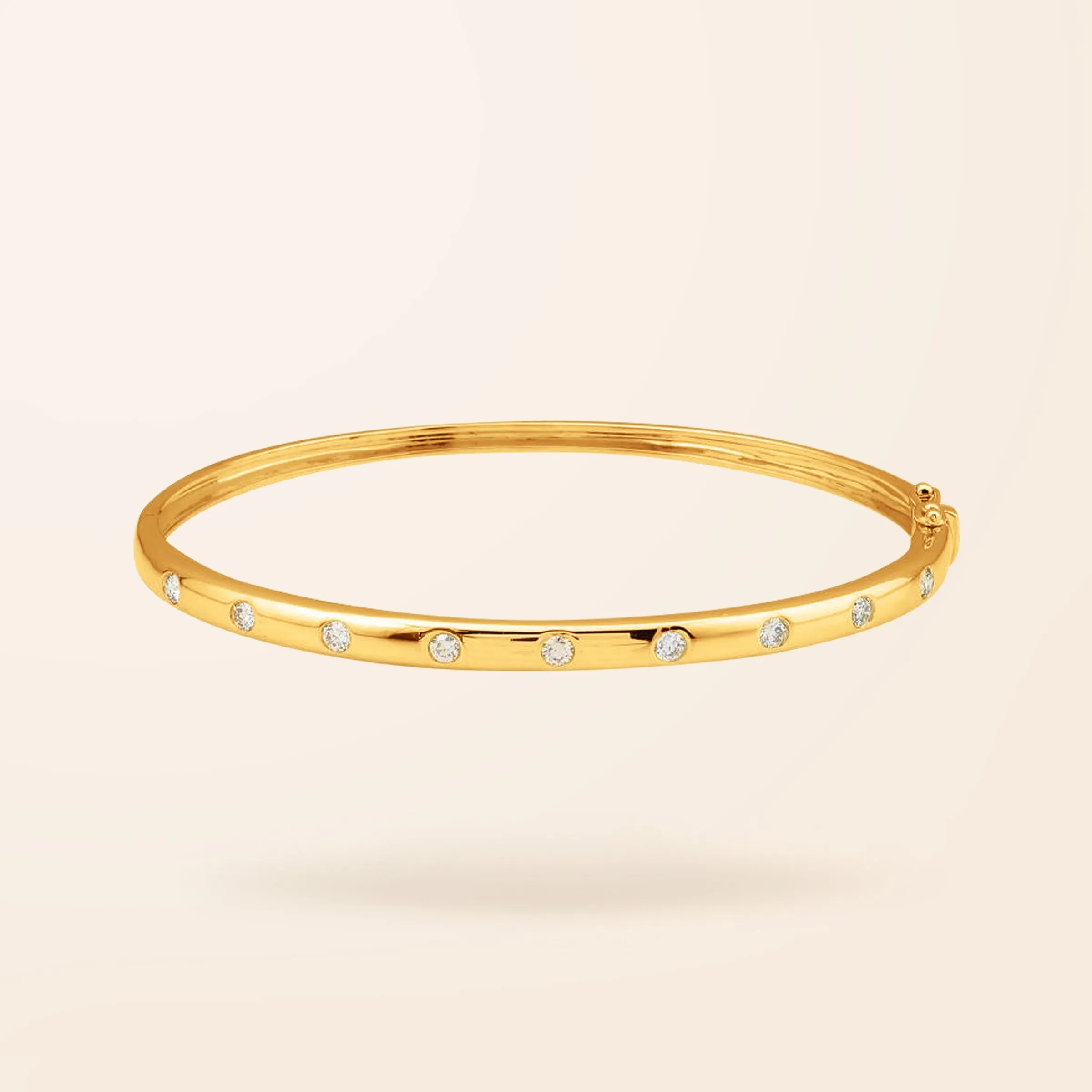 14K Gold Diamond Bangle with Inlay