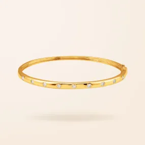 14K Gold Diamond Bangle with Inlay