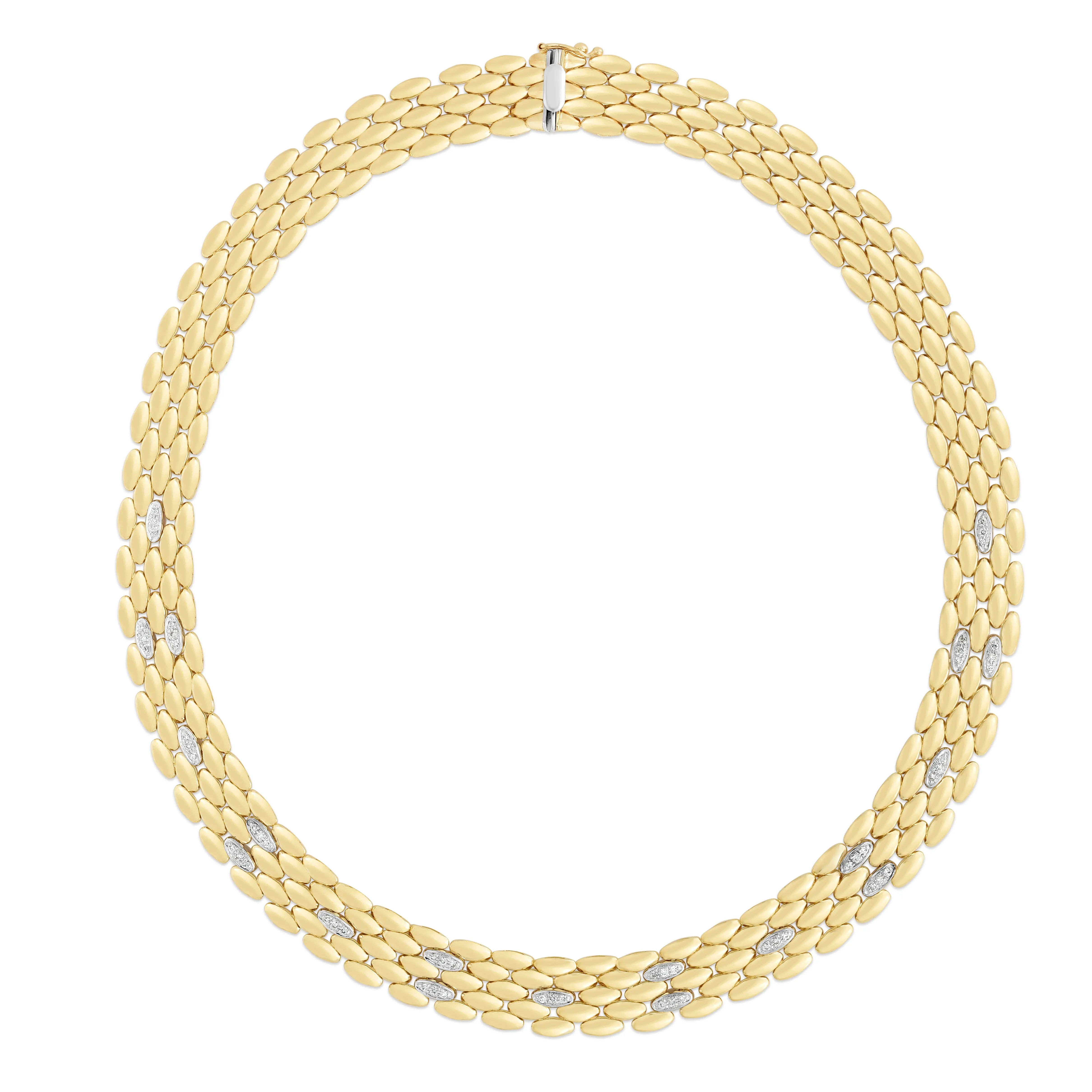 14K Gold Diamond Panther Necklace - 12mm