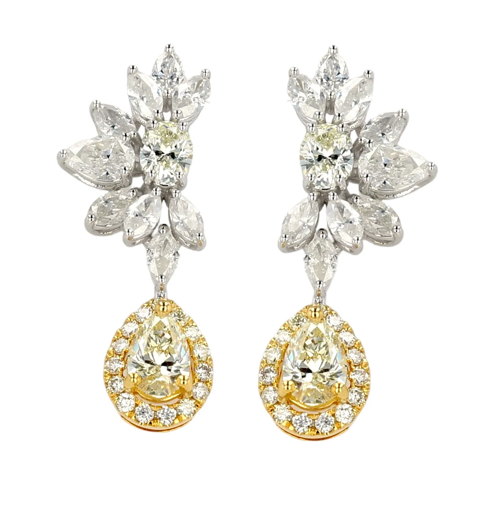 14k gold drop diamond earrings - white - tear-shaped