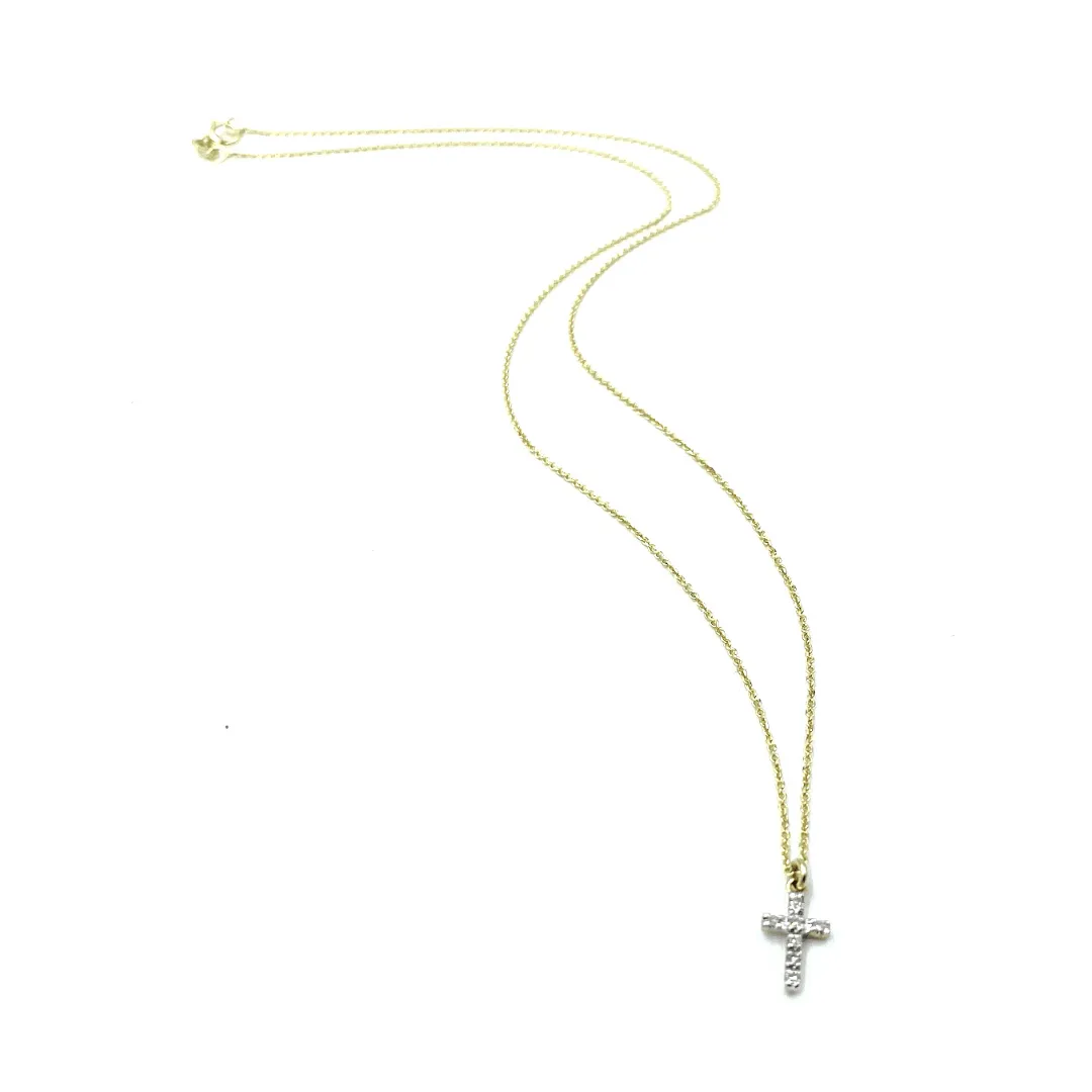 14k Gold Necklace with Diamond Cross