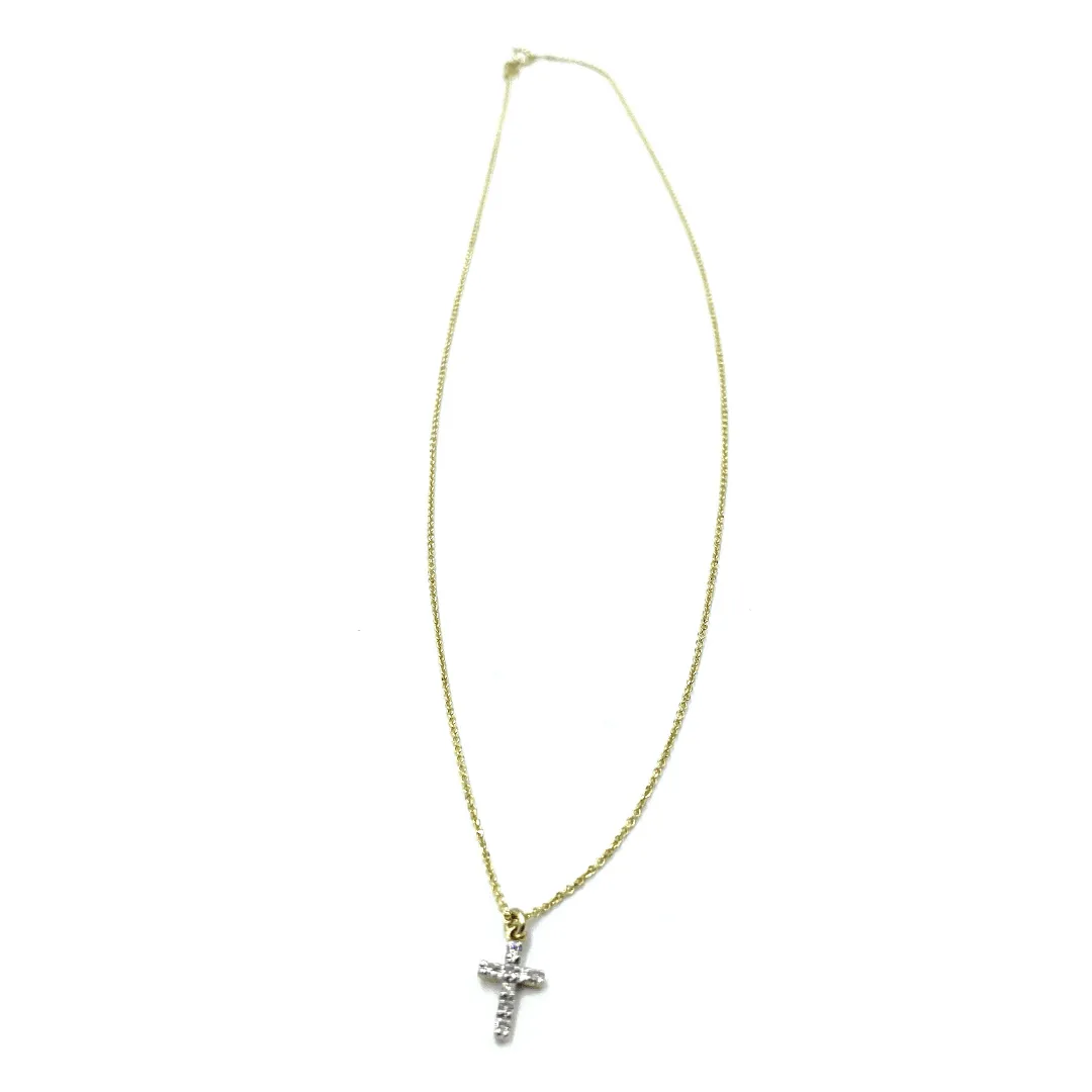 14k Gold Necklace with Diamond Cross