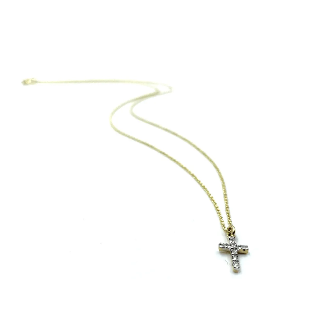 14k Gold Necklace with Diamond Cross