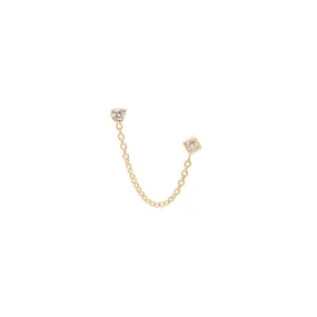 14K Mixed Diamond Chain Double Stud Earring - Buy Online