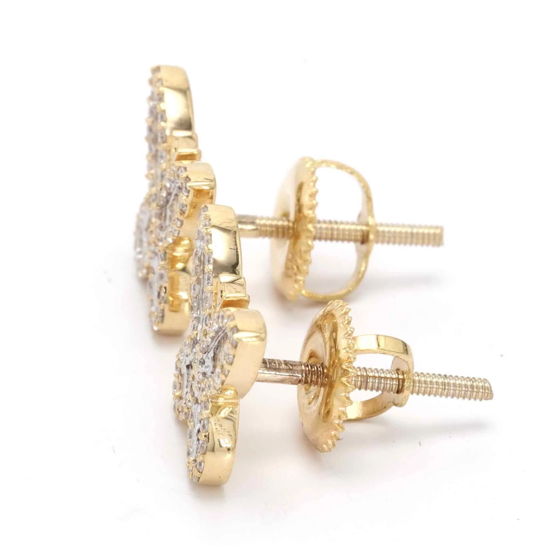 14K Solid Gold Butterfly Baguette Diamond Earrings