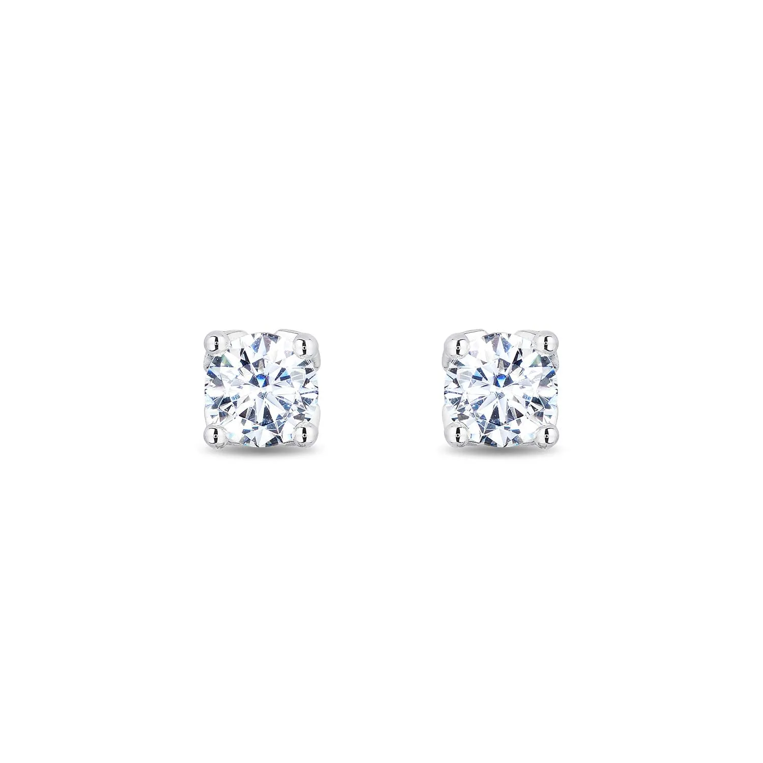 14K White Gold 1/2cttw Diamond Princess Solitaire Earrings - Enchanted Disney Fine Jewelry