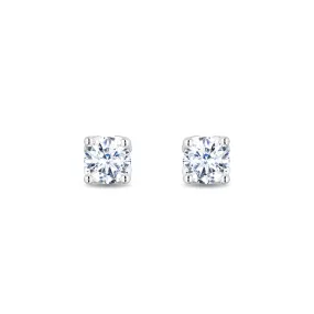 14K White Gold 1/2cttw Diamond Princess Solitaire Earrings - Enchanted Disney Fine Jewelry