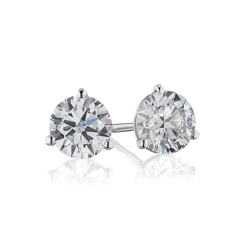 14K White Gold Lab Grown Diamond Studs, 1.40ct, DE VS clarity - Roset