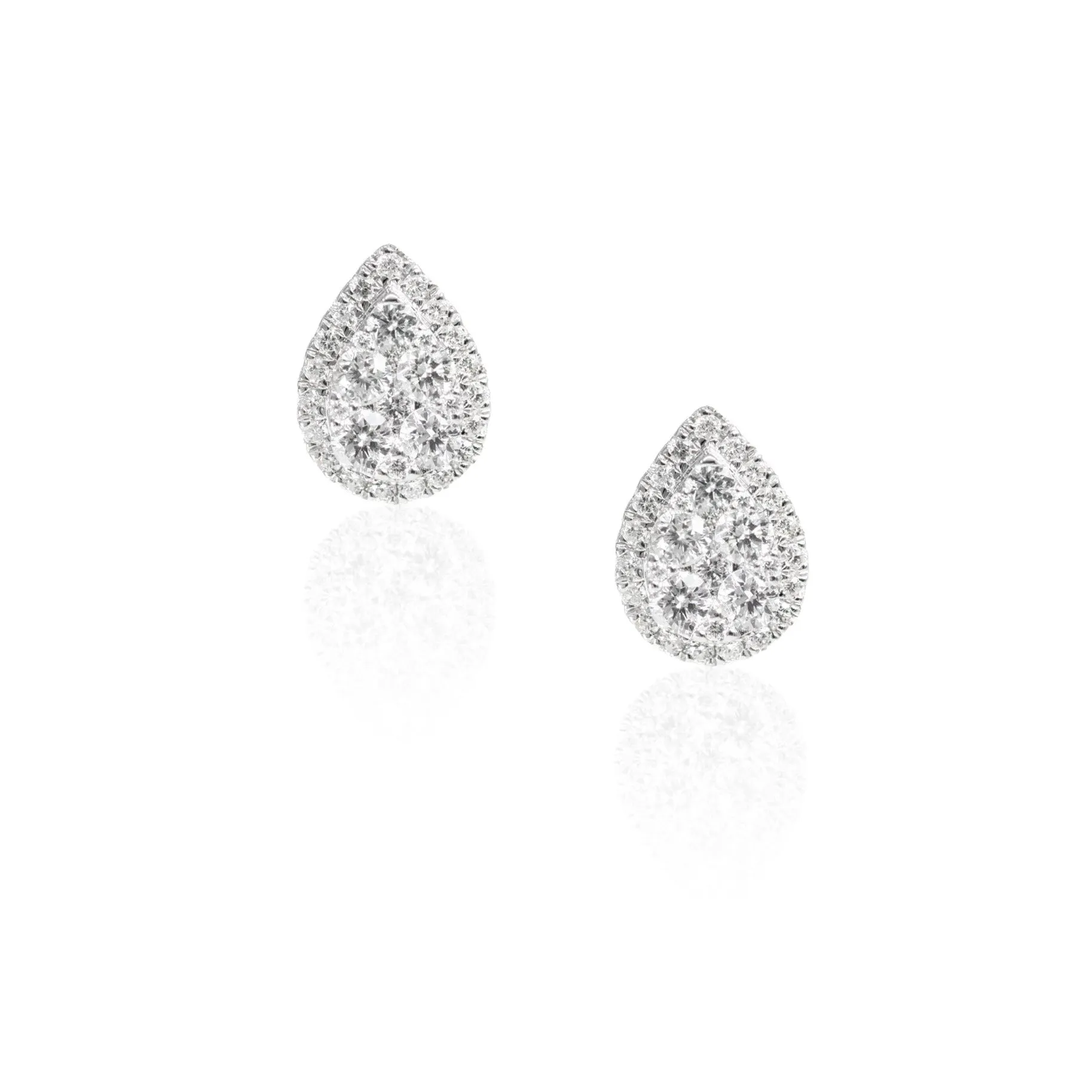 14K White Gold Tear Drop Diamond Stud Earrings