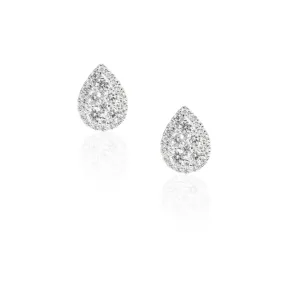 14K White Gold Tear Drop Diamond Stud Earrings