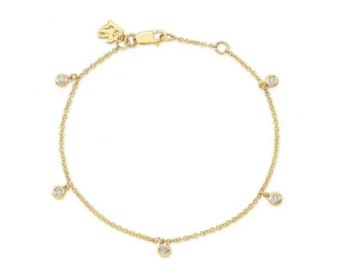 14K Yellow Gold Diamond Bracelet with 5 Bezel Setting