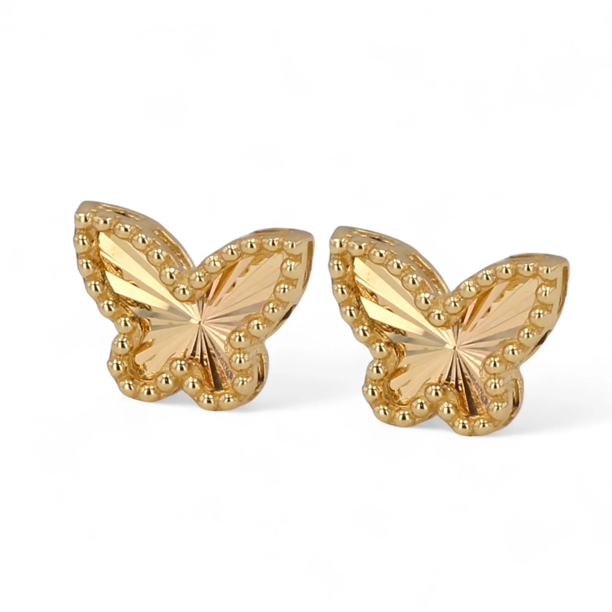 14K yellow gold diamond butterfly earrings