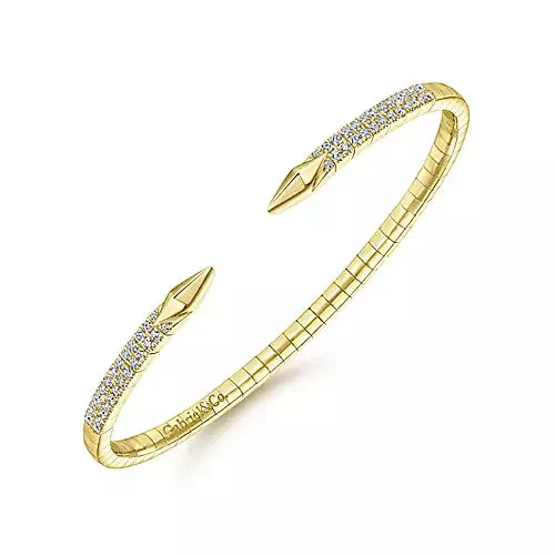 14k Yellow Gold Diamond Split Bangle