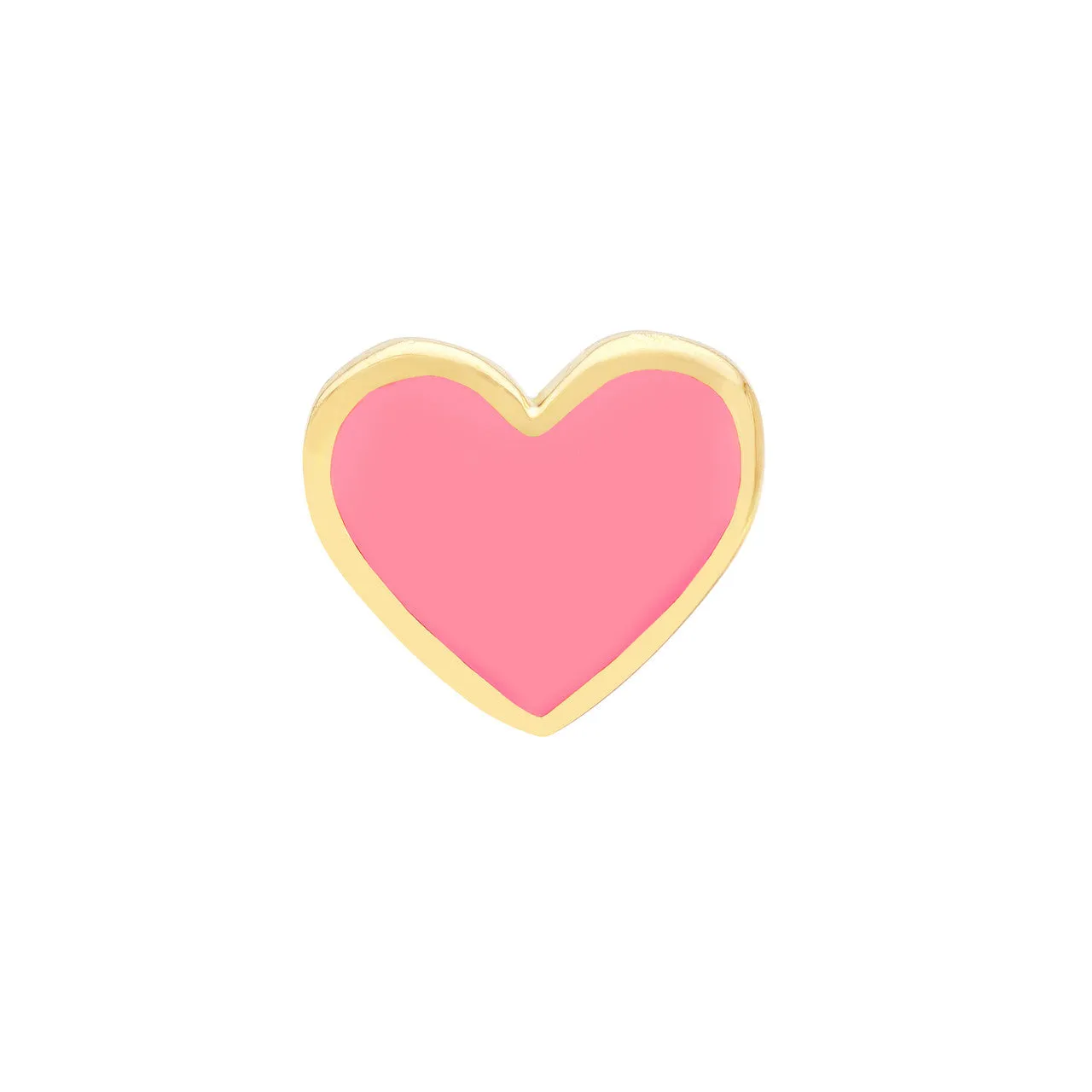 14K Yellow Gold Pink Enamel Heart Baby Stud Earrings