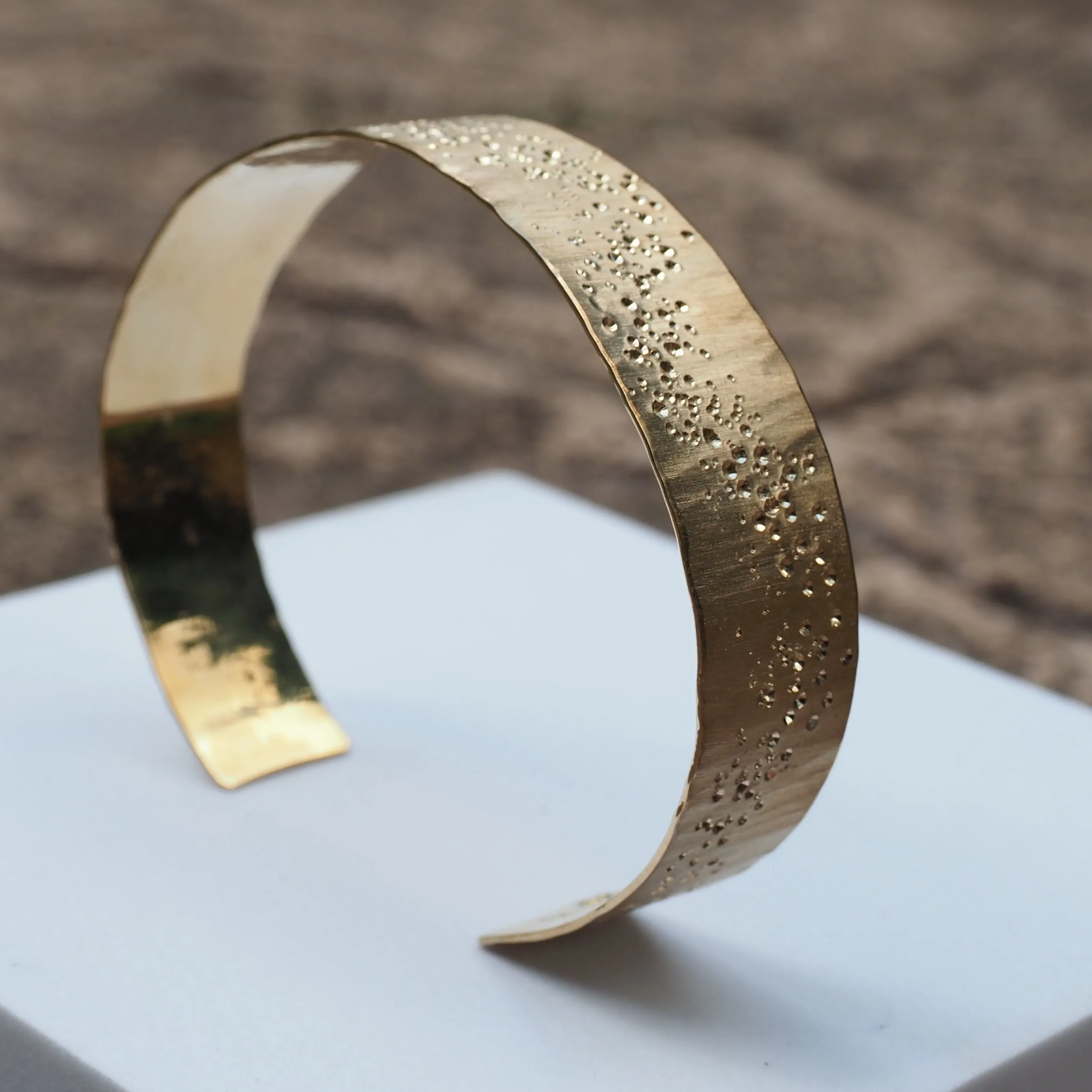 14k Yellow Gold Stardust Cuff Bracelet