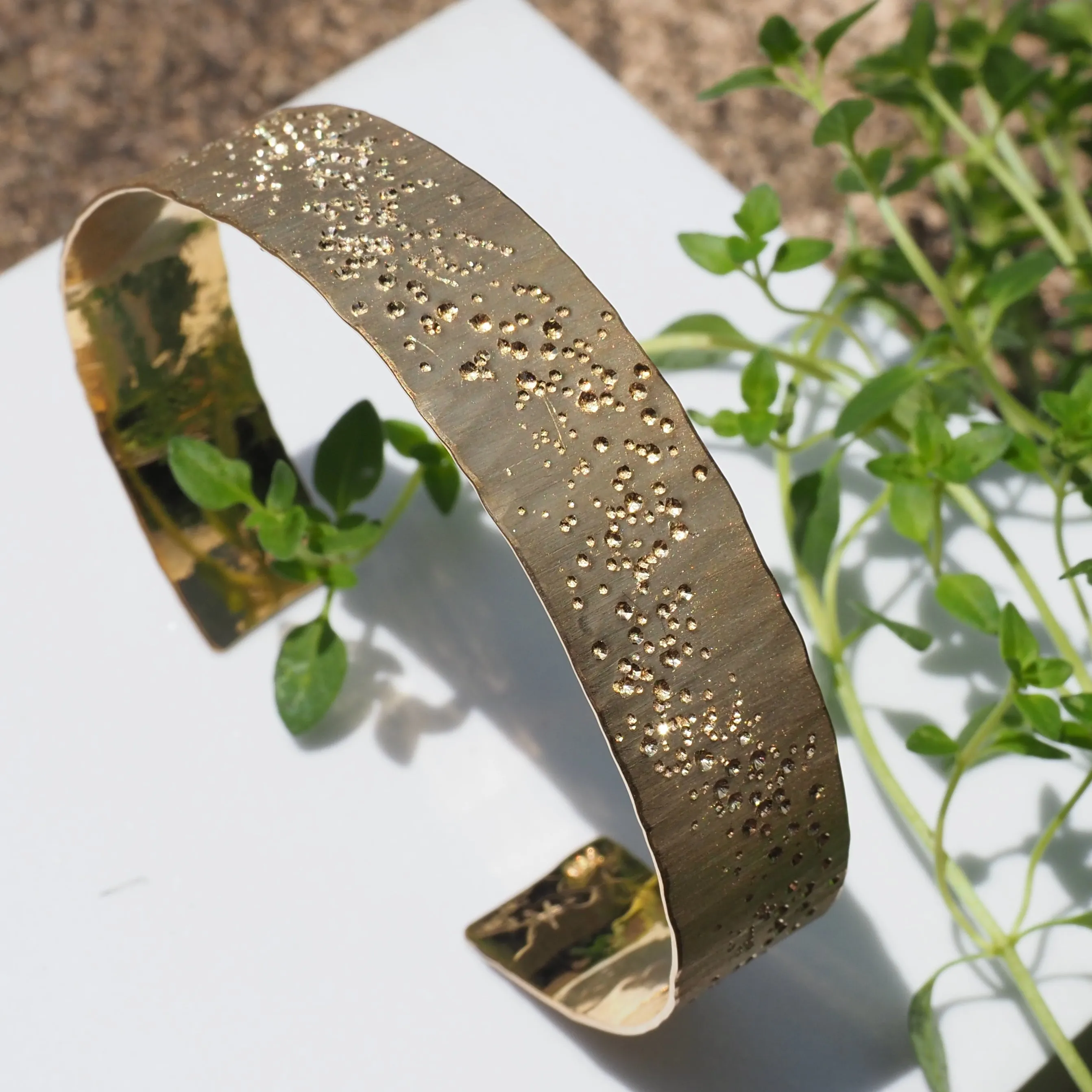 14k Yellow Gold Stardust Cuff Bracelet