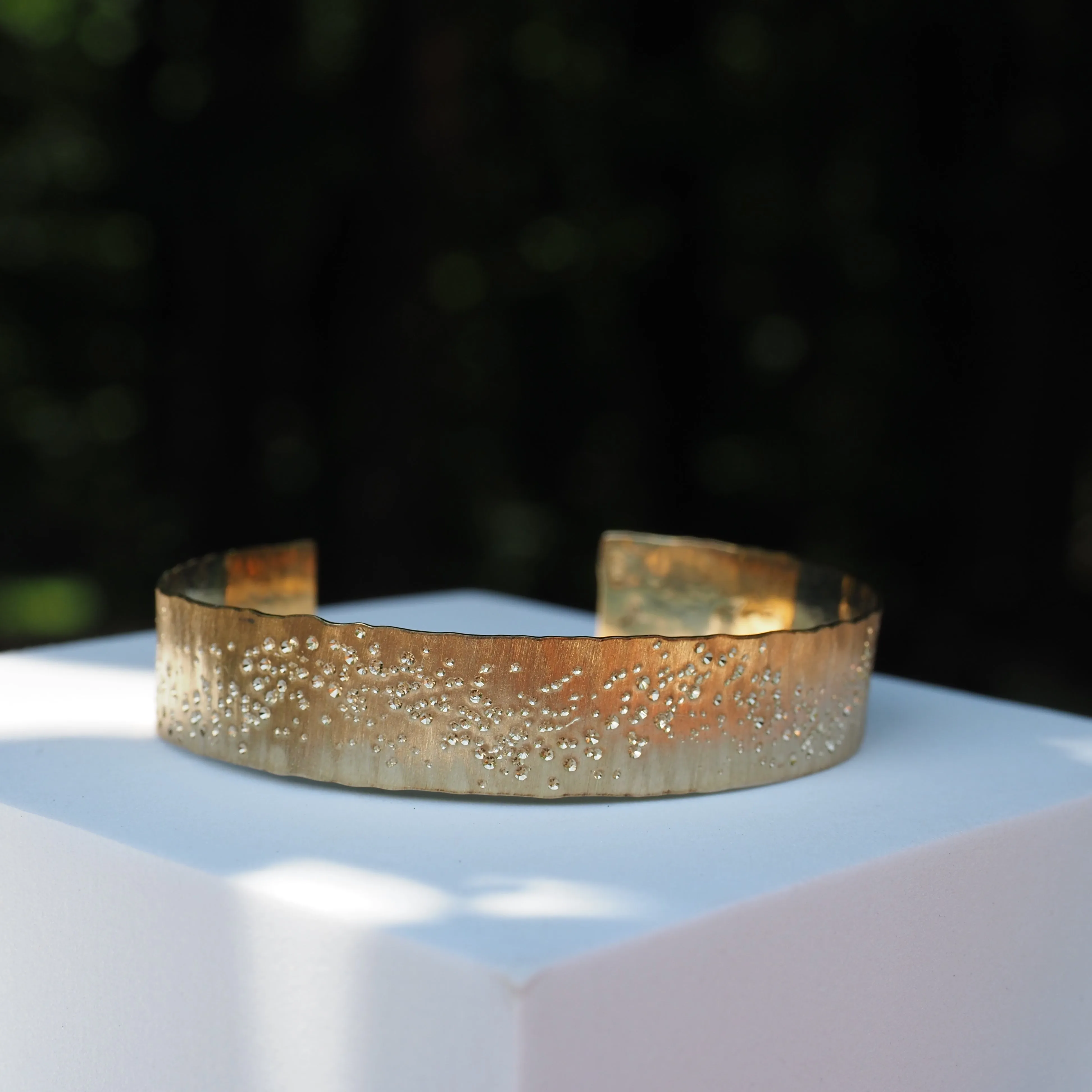 14k Yellow Gold Stardust Cuff Bracelet