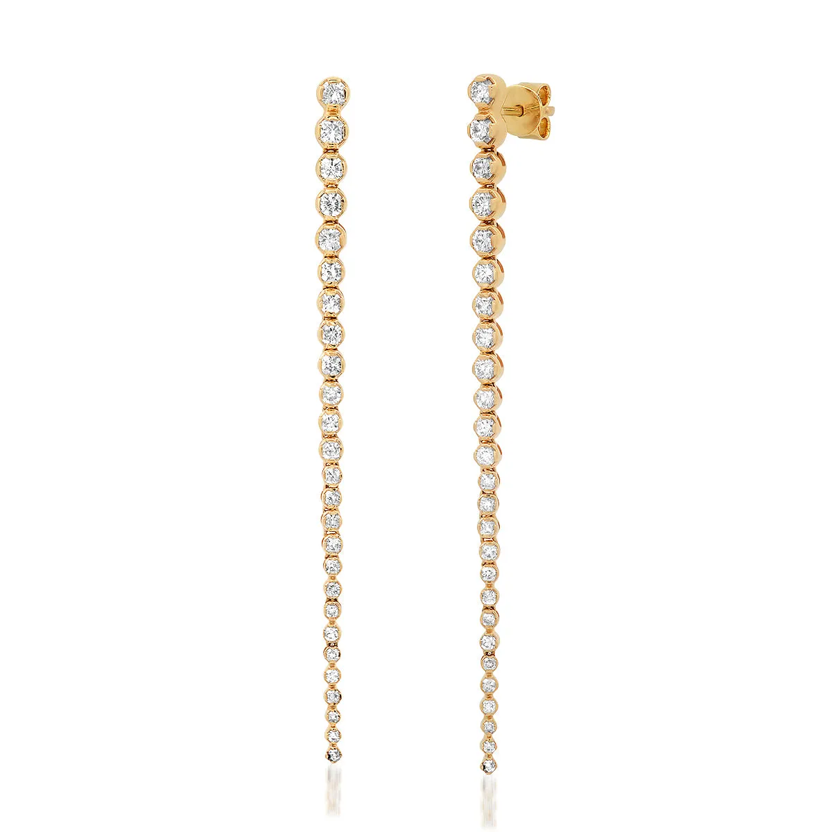 14K Yellow Gold Tennis Diamond Earrings