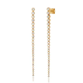 14K Yellow Gold Tennis Diamond Earrings