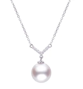 14KT White Gold Akoya Pearl V-Necklace - SEO Result: White Gold Akoya Pearl Necklace