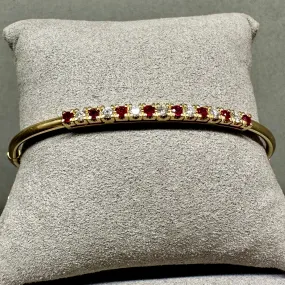 14kt Yellow Gold Ruby and Diamond Pave Bracelet