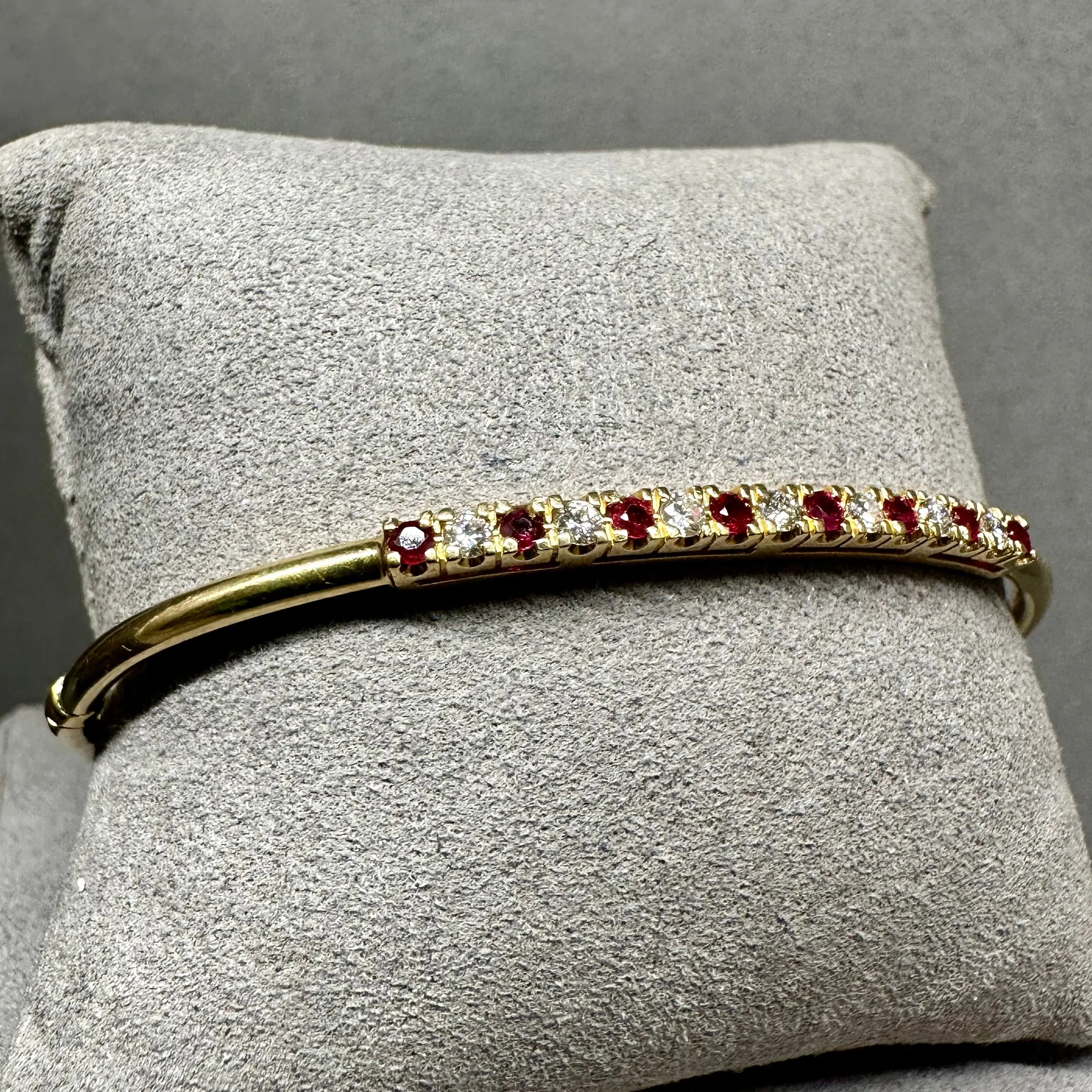 14kt Yellow Gold Ruby and Diamond Pave Bracelet