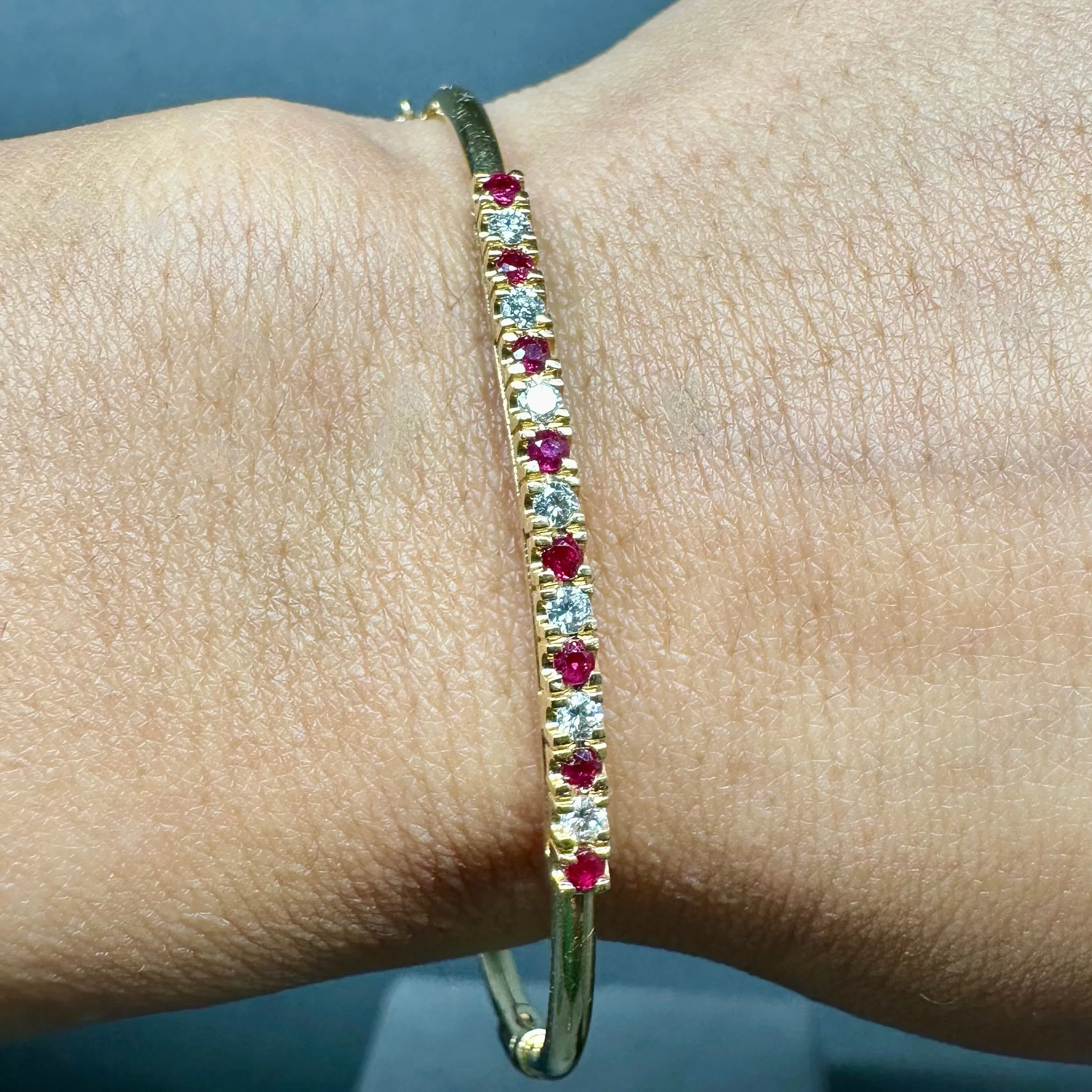 14kt Yellow Gold Ruby and Diamond Pave Bracelet