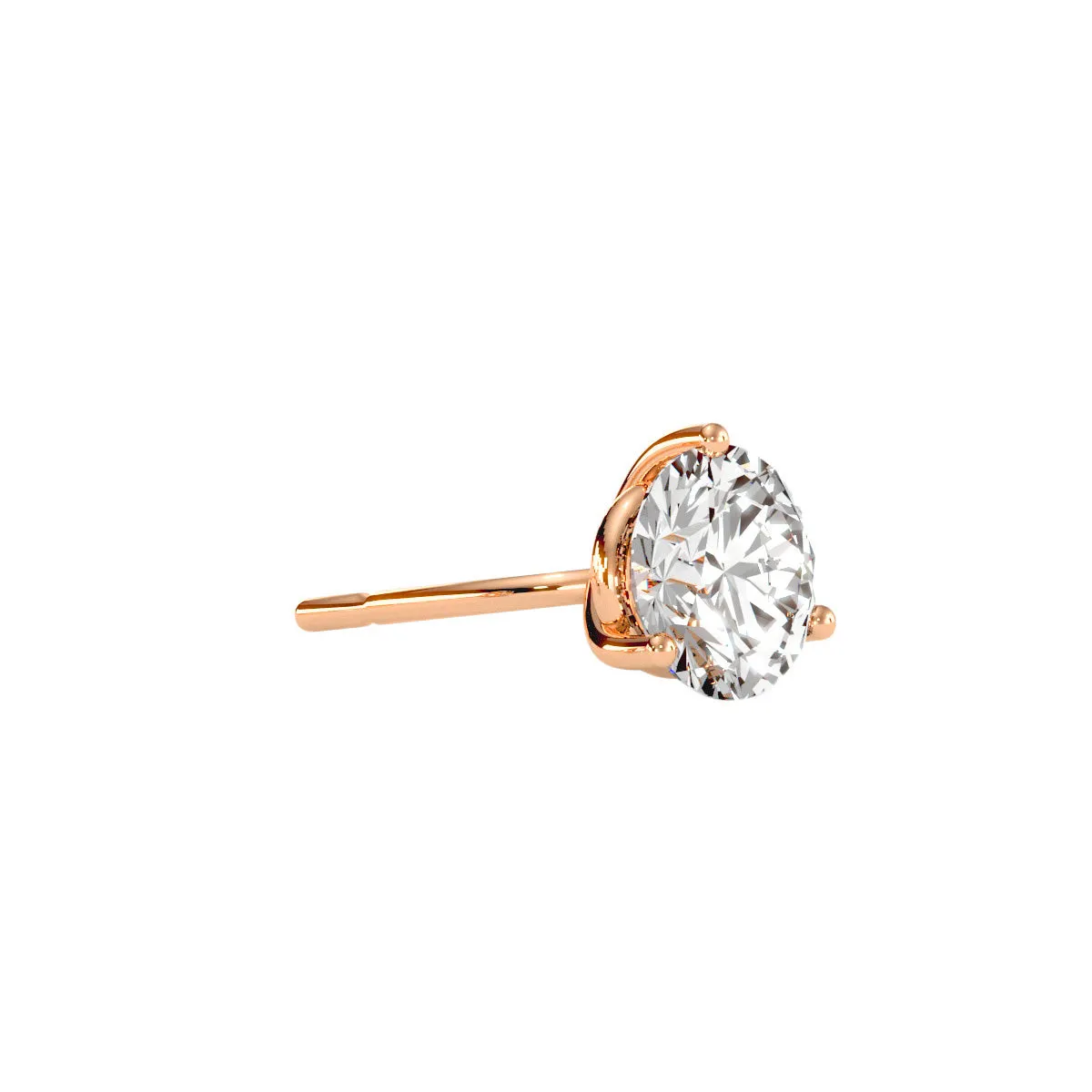 1.5 Carat Lab Grown Diamond Martini Stud Earrings, 14K Rose Gold