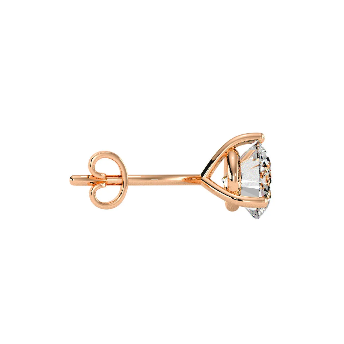 1.5 Carat Lab Grown Diamond Martini Stud Earrings, 14K Rose Gold