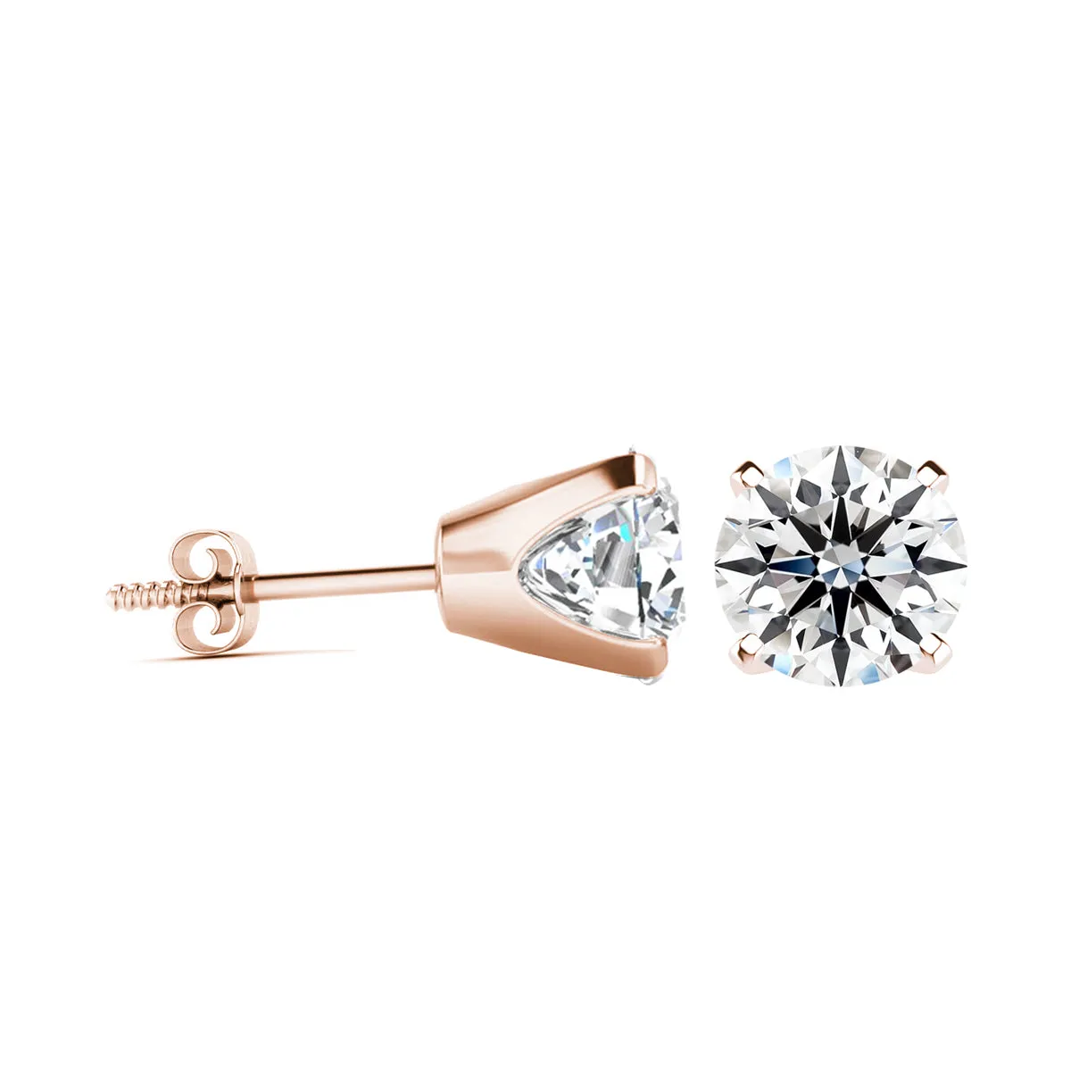 1.5 Carat Lab Grown Diamond Studs - 14K Rose Gold