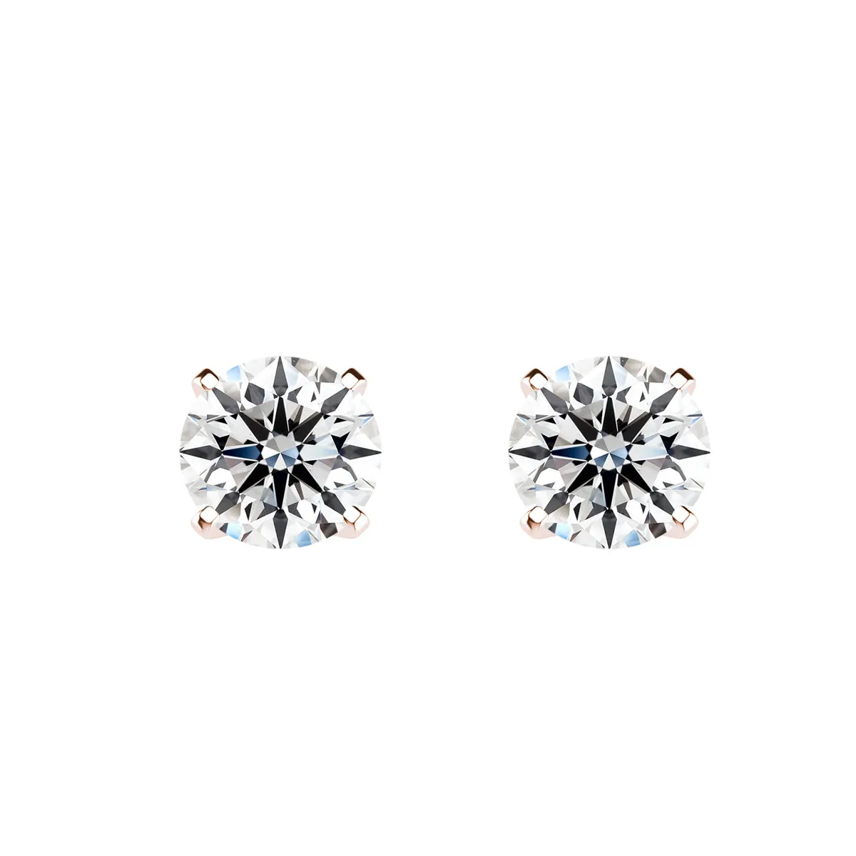 1.5 Carat Lab Grown Diamond Studs - 14K Rose Gold