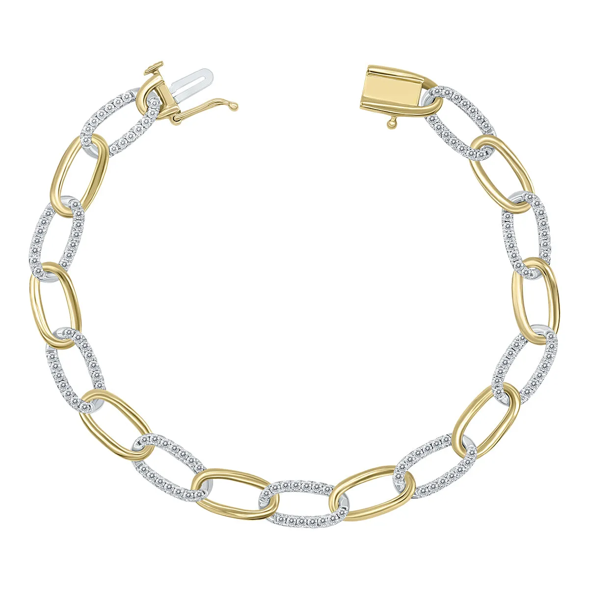 1.5 Carat Total Weight Diamond Bracelet in Two Tone 14K Gold