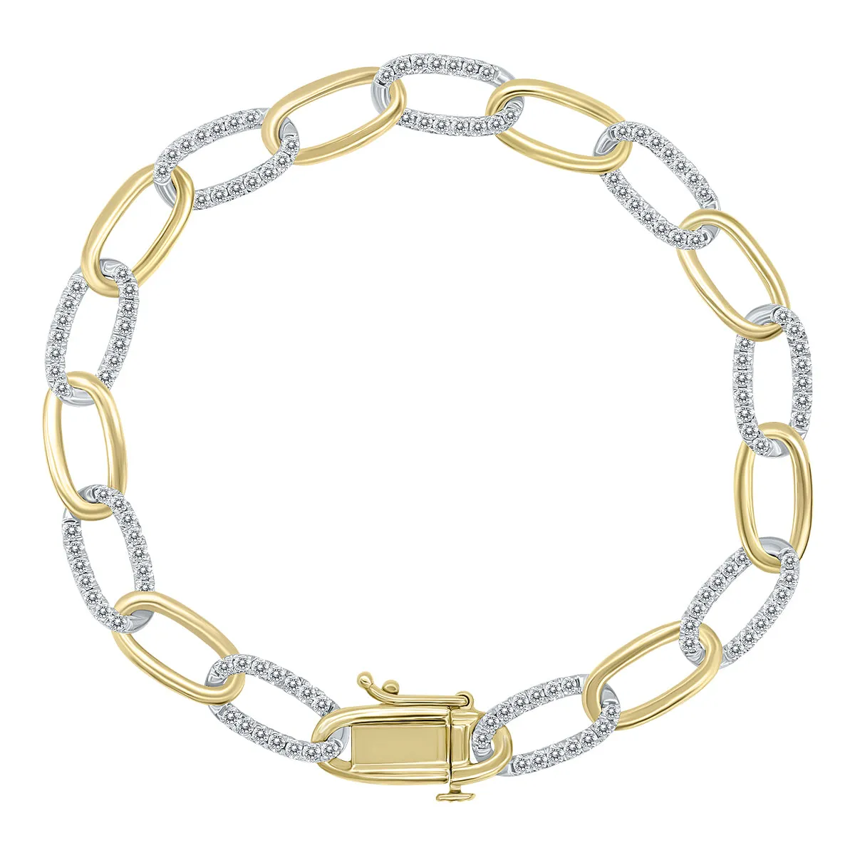 1.5 Carat Total Weight Diamond Bracelet in Two Tone 14K Gold