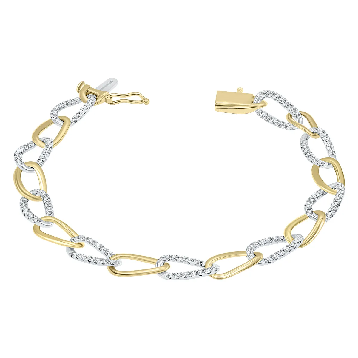 1.5 Carat Total Weight Diamond Bracelet in Two Tone 14K Gold