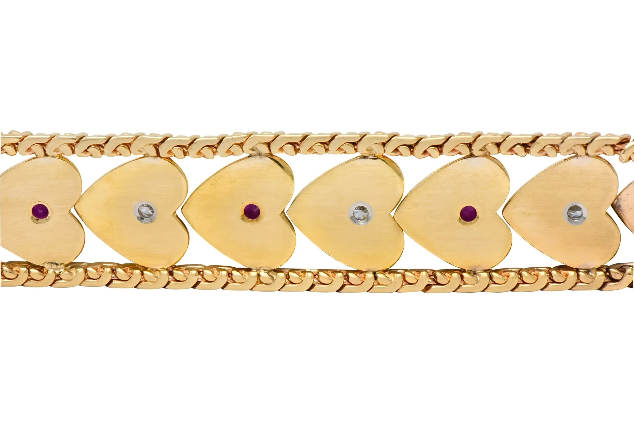 1.80 CTW Diamond Ruby 14K Gold Heart Bracelet