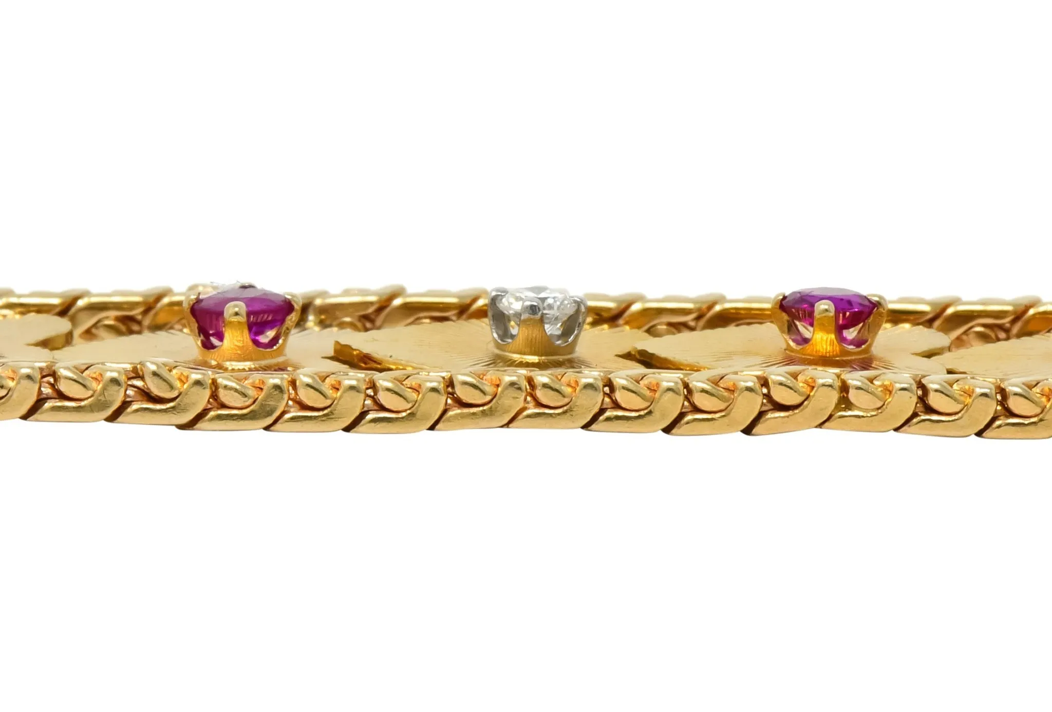 1.80 CTW Diamond Ruby 14K Gold Heart Bracelet