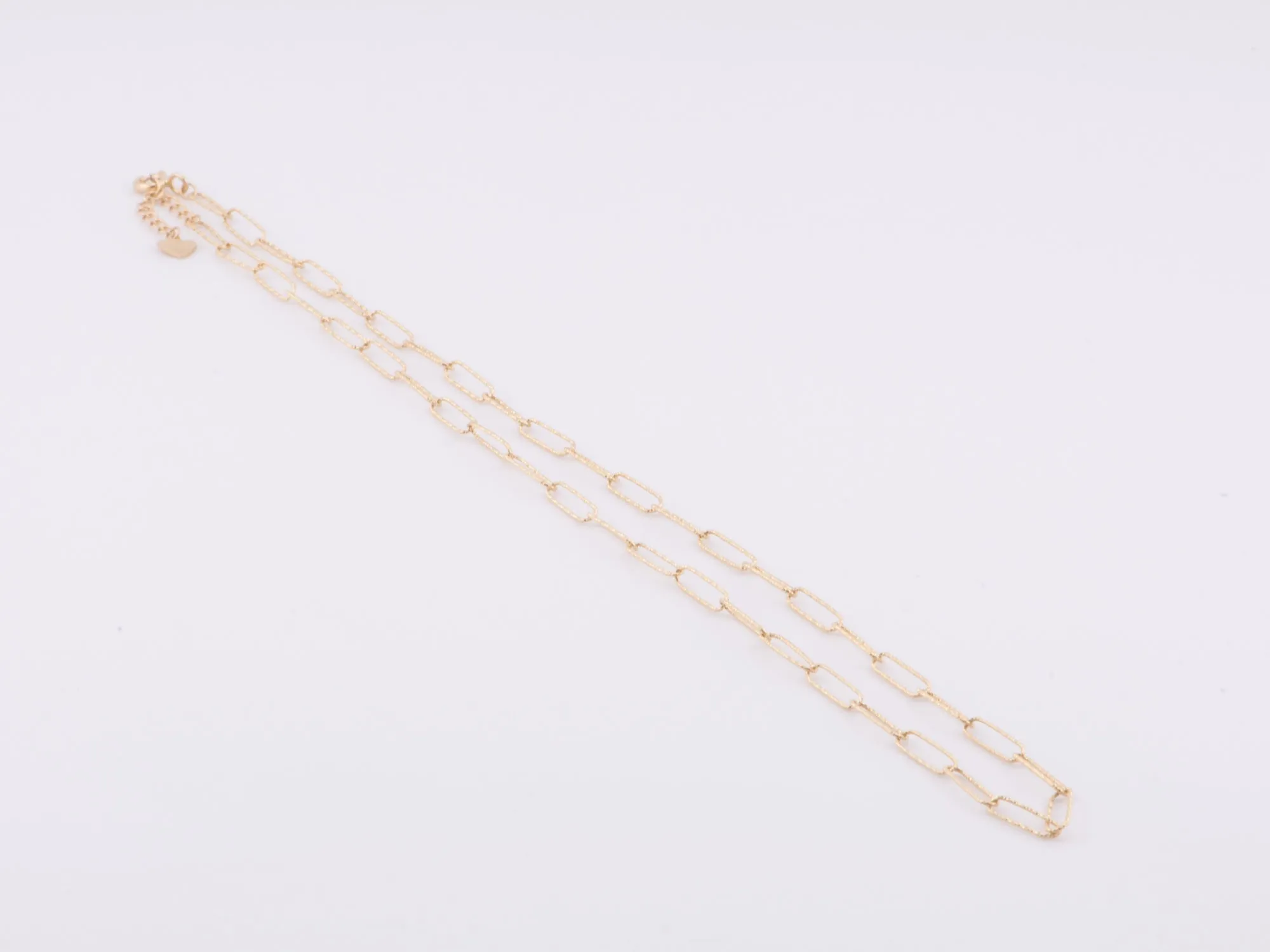 18K Gold Diamond Cut Paperclip Link Necklace. R4507