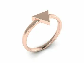 18k Ring Solid Rose Gold Ladies Jewelry Elegant Simple Triangle Design CGR60R