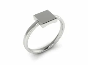 18k Ring Solid White Gold Ladies Jewelry Elegant Square Shape Band CGR74W