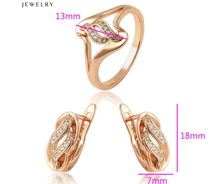 18k Rose gold plated earrings and ring Size 6 Jewelry set * Clearance *