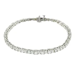 18K White Gold Diamond Tennis Bracelet, Round Cut Diamonds, 6.25CT.