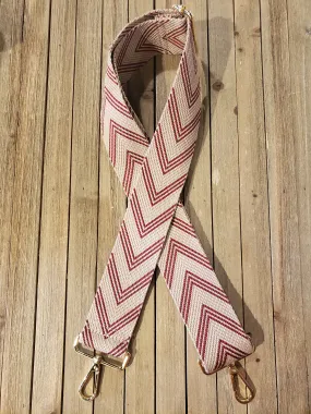 2 Adjustable Bag Strap - Maroon and Tan Chevron Stripes