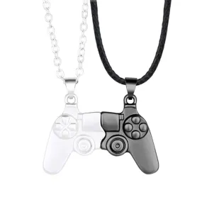 2 Magnetic Couple Necklaces with Game Controller Pendant