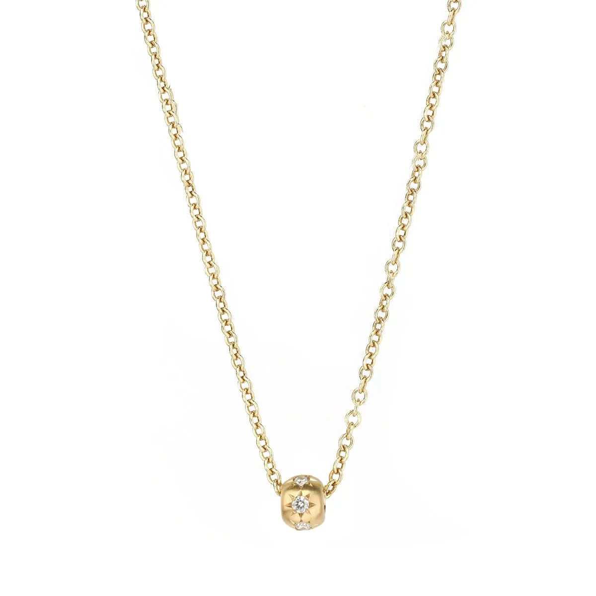 20K gold diamond necklace with star-set diamond rondelle